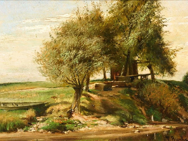 1857 - Franz Wilhelm Johann Bunke - Alberi sulla riva del fiume